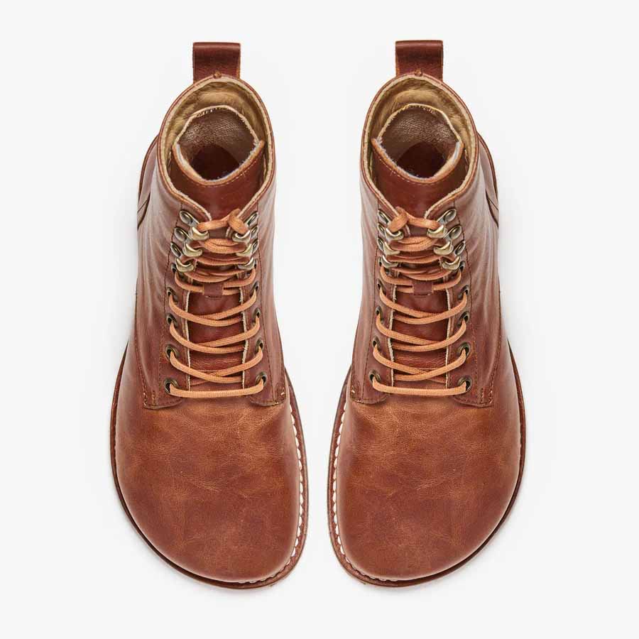 Pair of Origo Women's Adventurer Boots in vintage brown, top view.