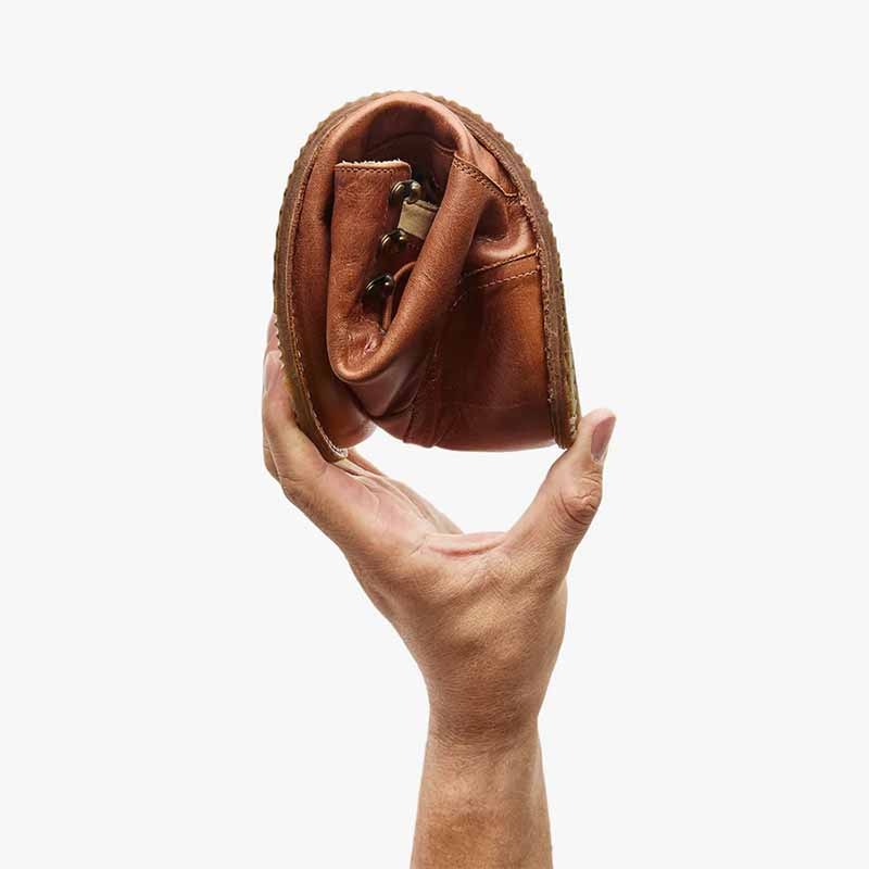 Origo Women's Adventurer Boot in vintage brown, scrunched up.