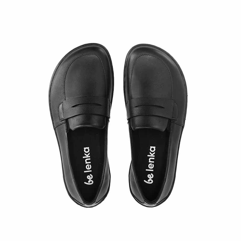 Pair of Be Lenka Women's Moccasins Buena - Black, top view showing toe box