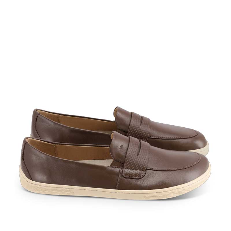 Pair of Be Lenka Women's Moccasins Buena - Dark Brown and Beige, outer side view