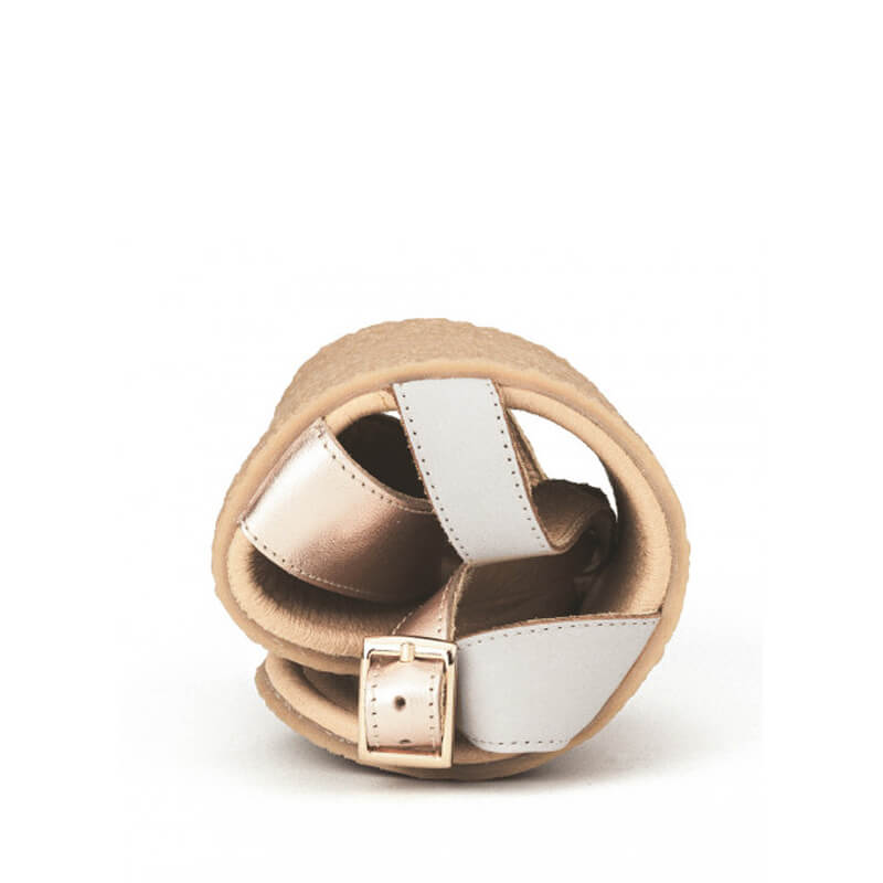 Shapen Women's Calla Sandal - Rose Gold, scrunched up.