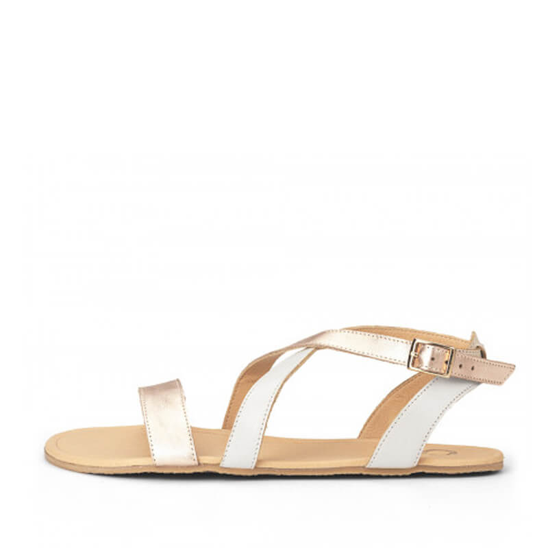 Shapen Women's Calla Sandal - Rose Gold, outer side view.