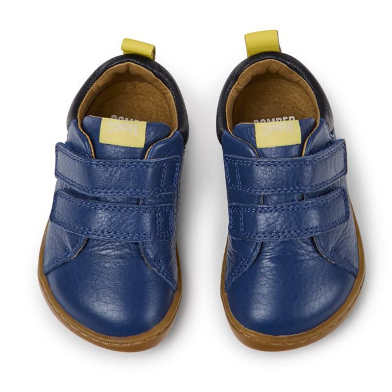 Pair of Camper Kids First Peu Shoes - Blue, top view.