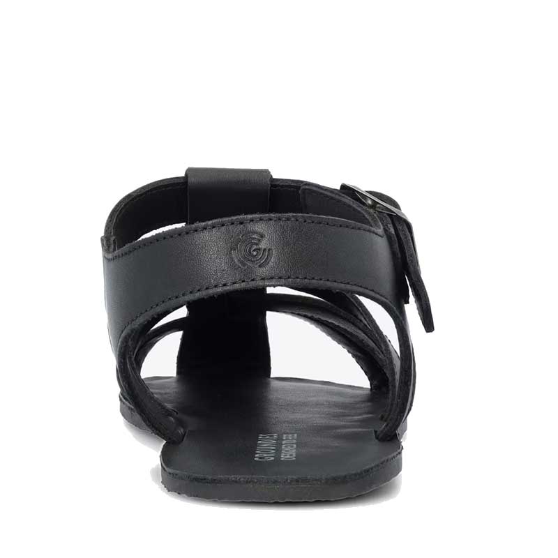 Groundies Adults Catania Sandals in black, rear view.