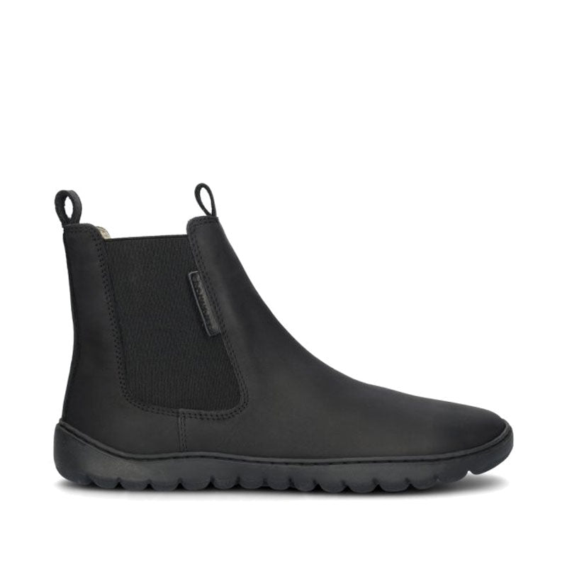 Groundies Women's Everyday Chelsea 2.0 Boot in black, outer side view.