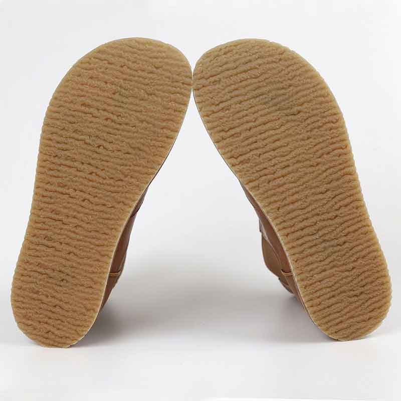 Pair of Tikki Lang.S Women's Chelsea Boots Luna - Camel, sole view.