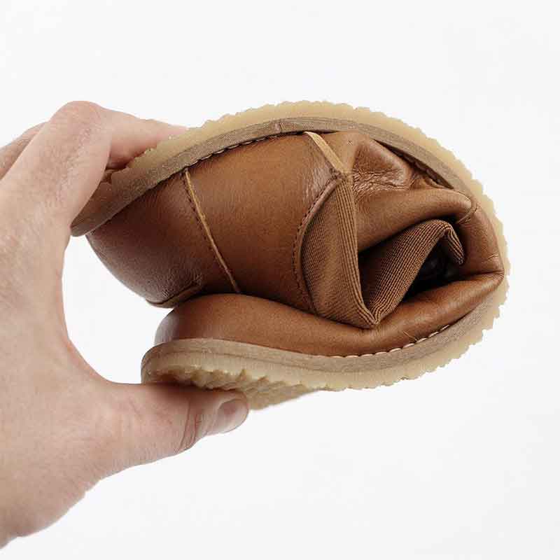 Tikki Lang.S Women's Chelsea Boot Luna - Camel, folded up.