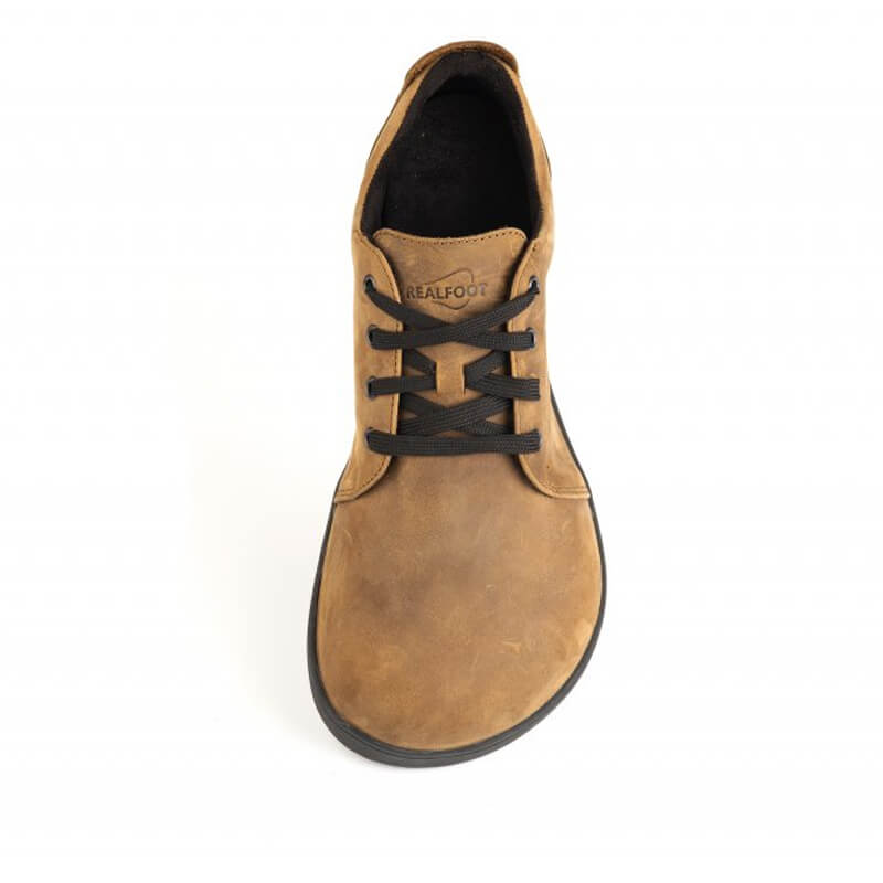 Realfoot Adults Shoe City Jungle - Light Brown, top and front view.