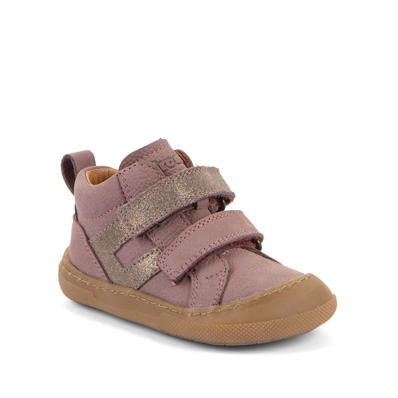 Froddo Kids Barefoot Maly F Boot - Dark Pink, angled view showing outer side and front.