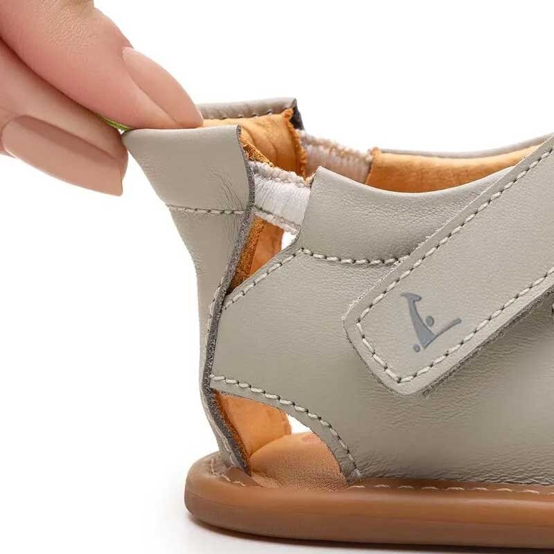 Tip Toey Joey Toddler Sandal Crunchy - Blue, close up of heel.