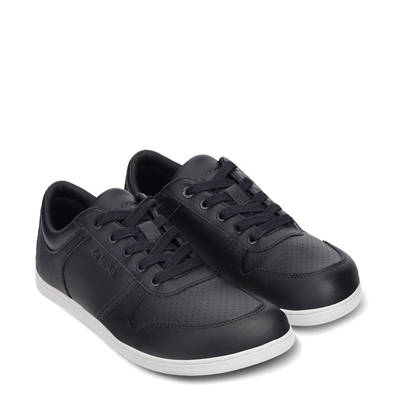 P:air of Be Lenka Adults Trainers Echo - Black and White, angled side view
