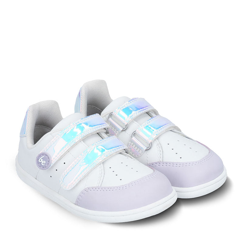 Pair of Be Lenka Kids Trainers Energise - White Iridescent, angled side view