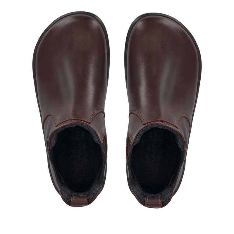 Pair of Be Lenka Adults Boots Entice Neo - Dark Brown and Black, top view showing toe box