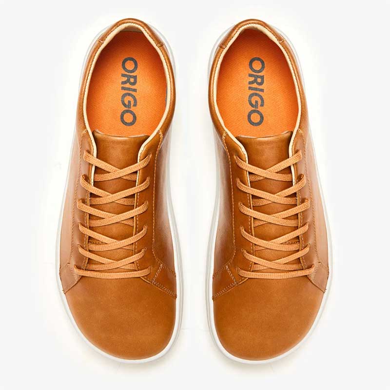 Origo Men's Everyday Leather Trainers - Caramel