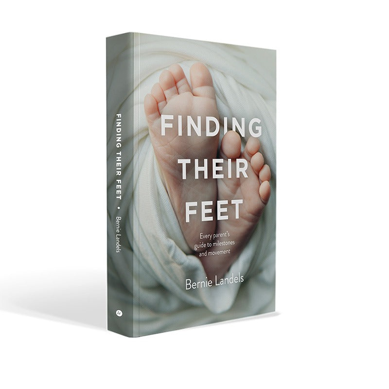 Book titled 'Finding Their Feet' by Bernie Landels with a cover showing baby feet.