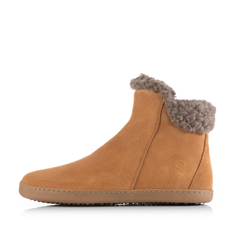 Shapen Women's Fluffy 2.0 Ankle Boot - Brown, outer side view.