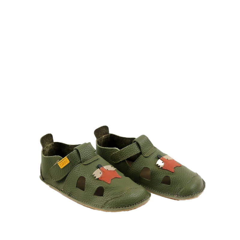 Pair of Tikki Kids Nido Sandals - Fox, angled view showing outer side and front.