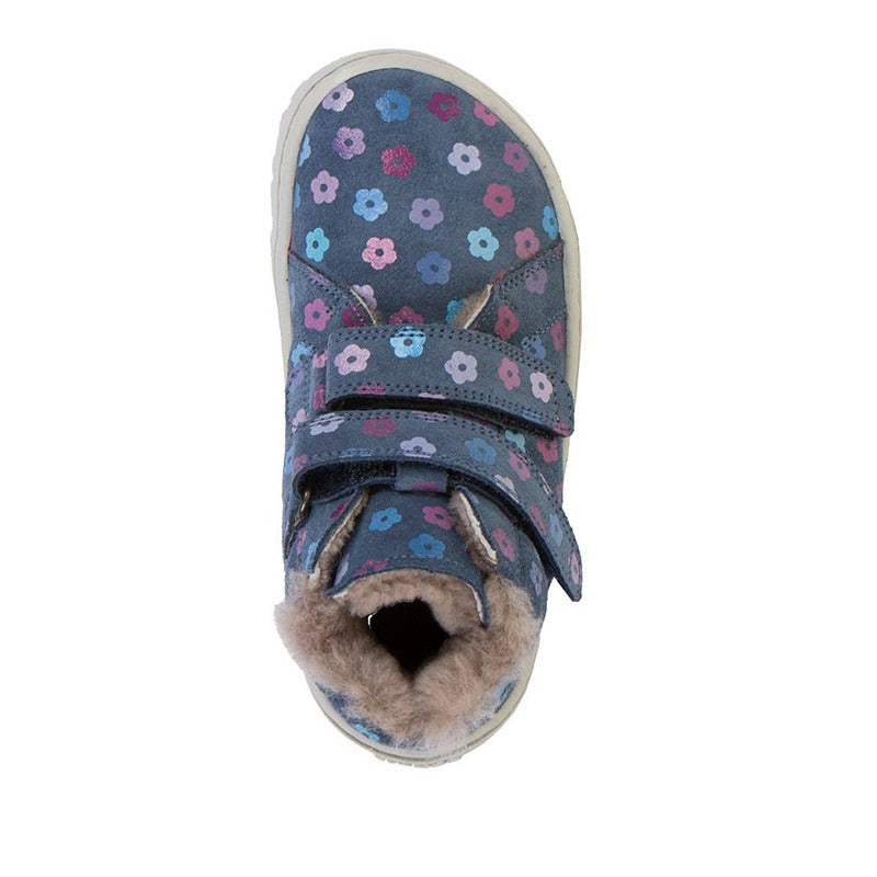 Froddo Kids Barefoot Winter Furry Boots - Denim Flowers