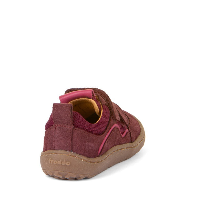Froddo Barefoot Sports Shoe in Bordeaux, rear view.