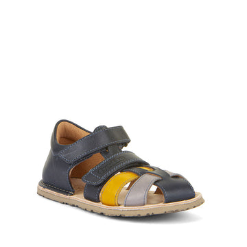 Froddo Barefoot Flexy F Sandal - Dark Blue, angled view showing outer side and front.