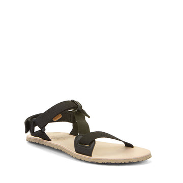 Froddo Barefoot Flexy Strap Sandal - Black, angled view showing outer side and front.