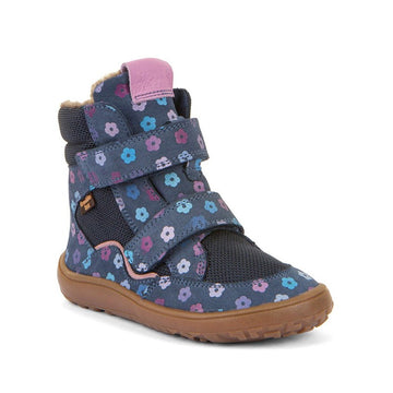 Froddo Kids Barefoot Tex Winter Waterproof Boots - Denim Flowers