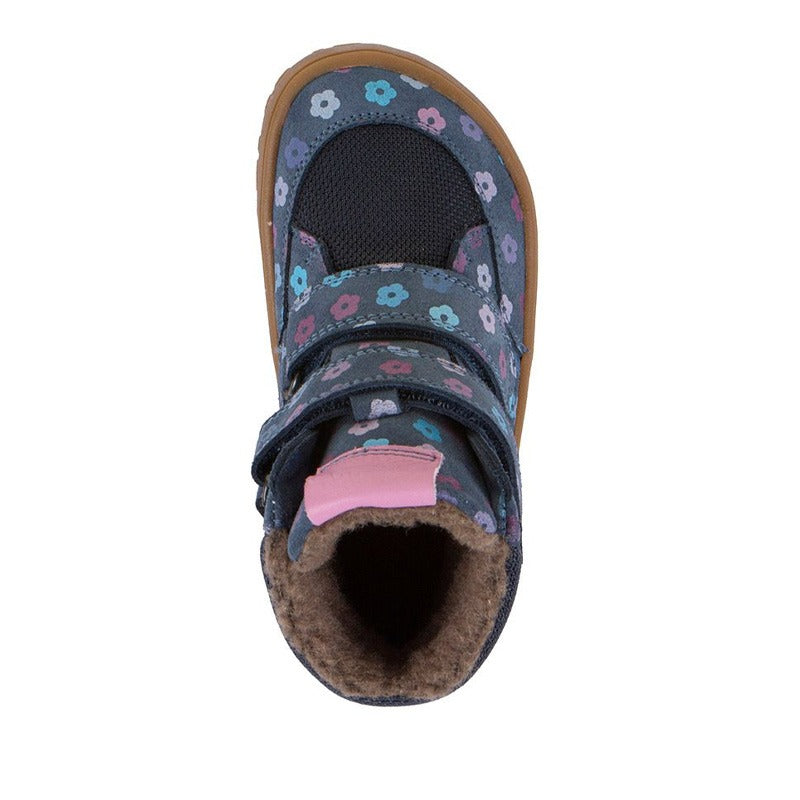 Froddo Kids Barefoot Tex Winter Waterproof Boots - Denim Flowers