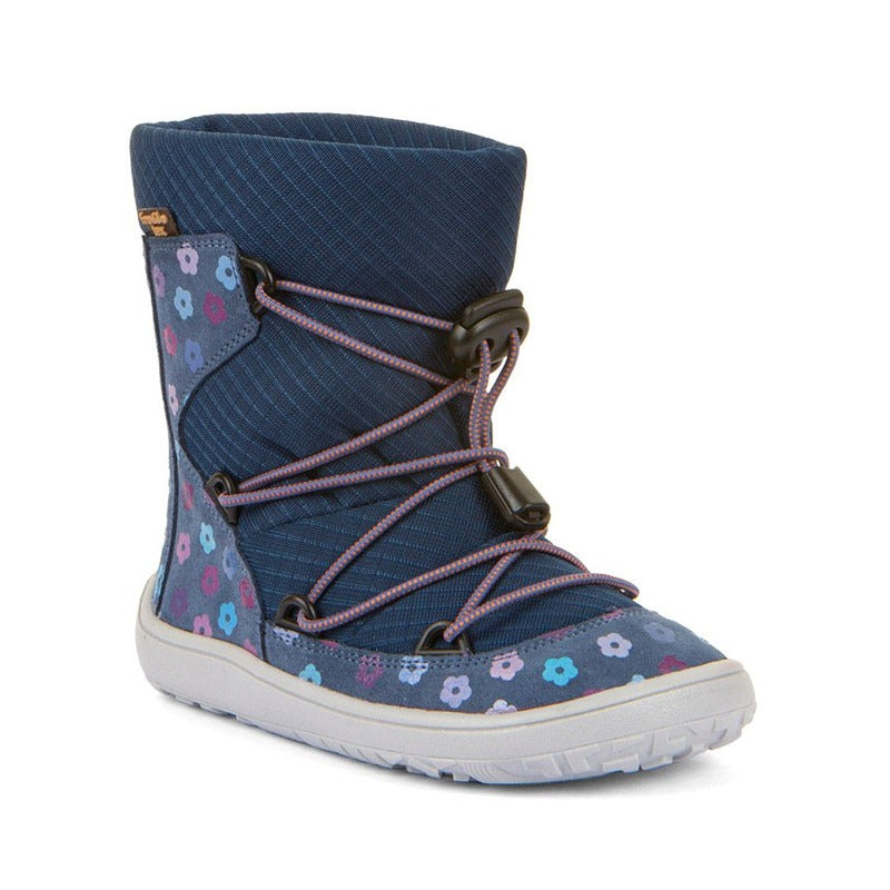 Froddo Kids Barefoot Tex Track Wool Waterproof Boots - Denim Flowers