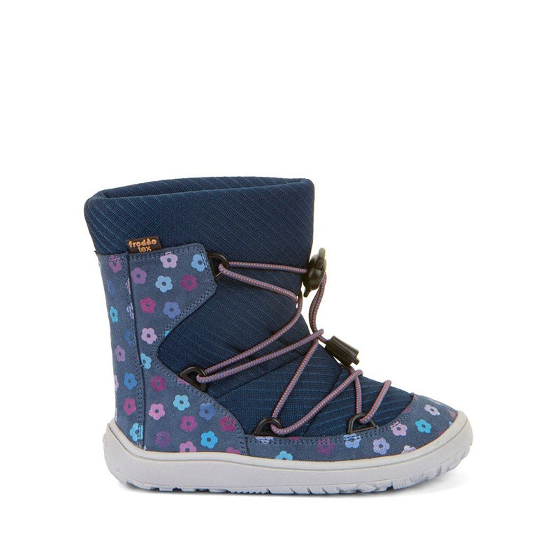 Froddo Kids Barefoot Tex Track Wool Waterproof Boots - Denim Flowers