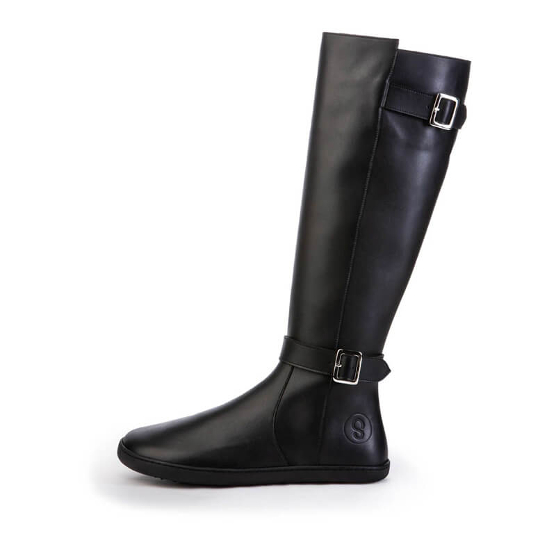 Shapen Women's Glam Knee-High Boot - Black, outer side view.