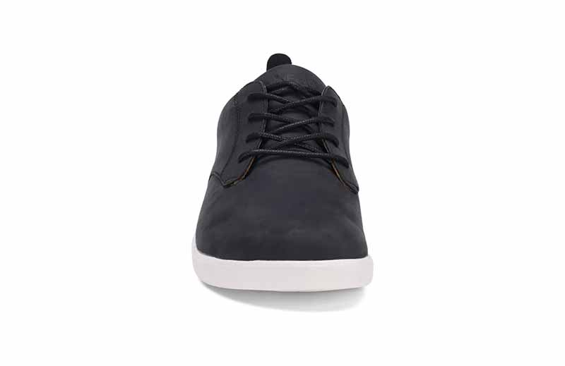 Xero Men's Leather Shoe Glenn - Black and White, front view.