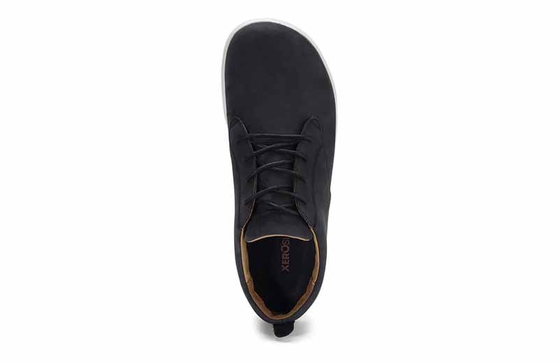 Xero Men's Leather Shoe Glenn - Black and White, top view.
