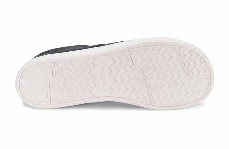 Xero Men's Leather Shoe Glenn - Black and White, sole view.