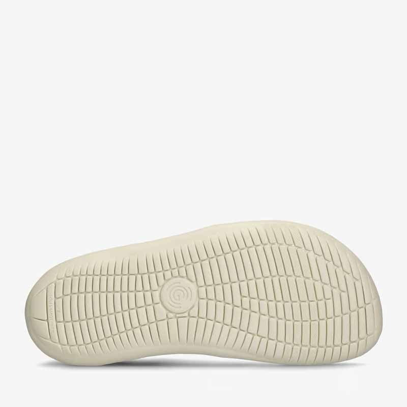 Groundies Adults Nova GO1+ Trainer - White/Off-White, sole view.