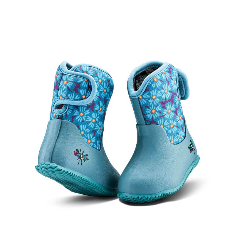 Pair of Muddies Waterproof Boots - Flower/Teal.