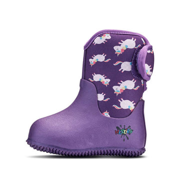 Muddies Waterproof Boot - Unicorn/Violet, outer side view.