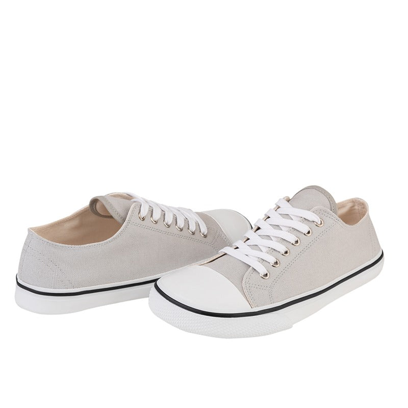 Pair of Bohempia Adults Trainers Herlik - Light Grey and White, front, outer side and rear view
