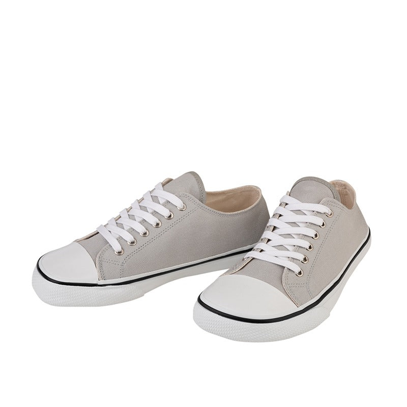 Pair of Bohempia Adults Trainers Herlik - Light Grey and White, front and inner and outer side view