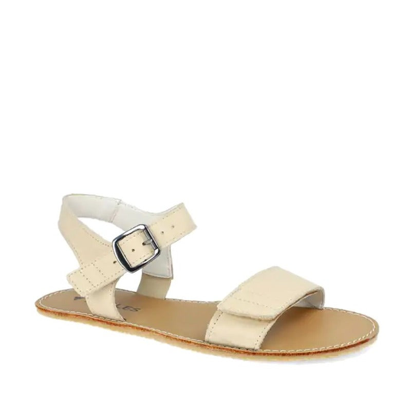 Angles Women's Sandal Hestia - Beige, angled view showing outer side with buckle