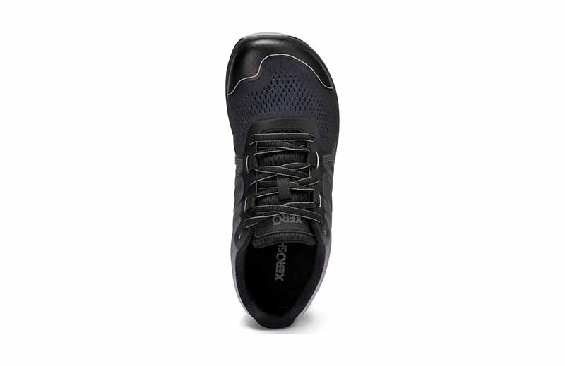 Xero Women's Trainer HFS II - Black and Frost Grey, top view.