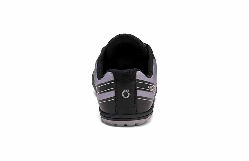 Xero Women's Trainer HFS II - Black and Frost Grey, rear view.