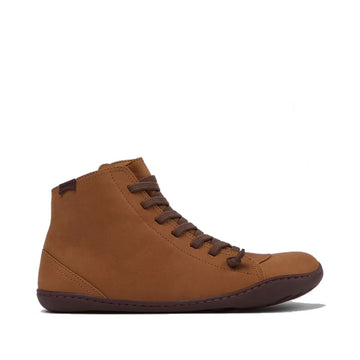 Camper Women's Peu Lace Ankle Boot in brown, outer side view.