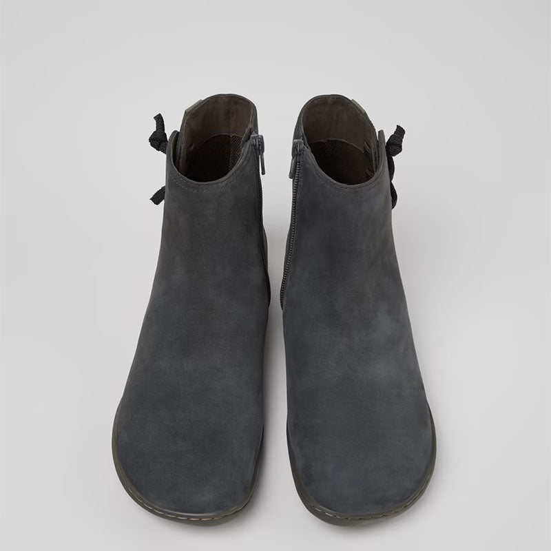 Pair of Camper Women's Peu Ankle Boot in grey, front view.