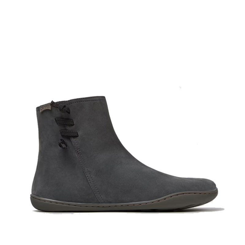 Camper Women's Peu Ankle Boot in grey, outer side view.