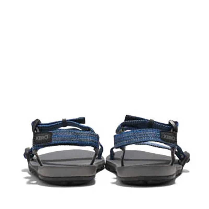Pair of Xero Kids Sports Sandals Z-Trail - Charcoal Multi Blue, rear view.