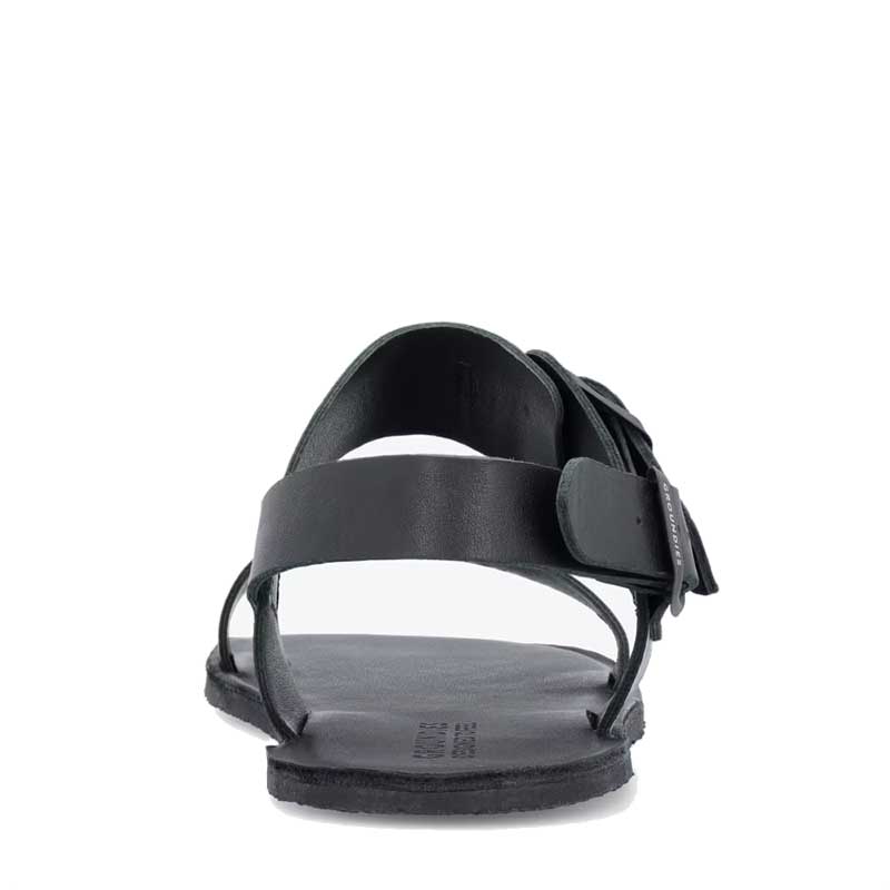 Groundies Adults Kos Sandal in black, rear view.