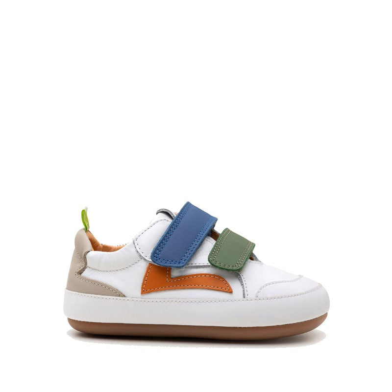 Tip Toey Joey Kids Trainer Landy - White Salsa Blue, outer side view.