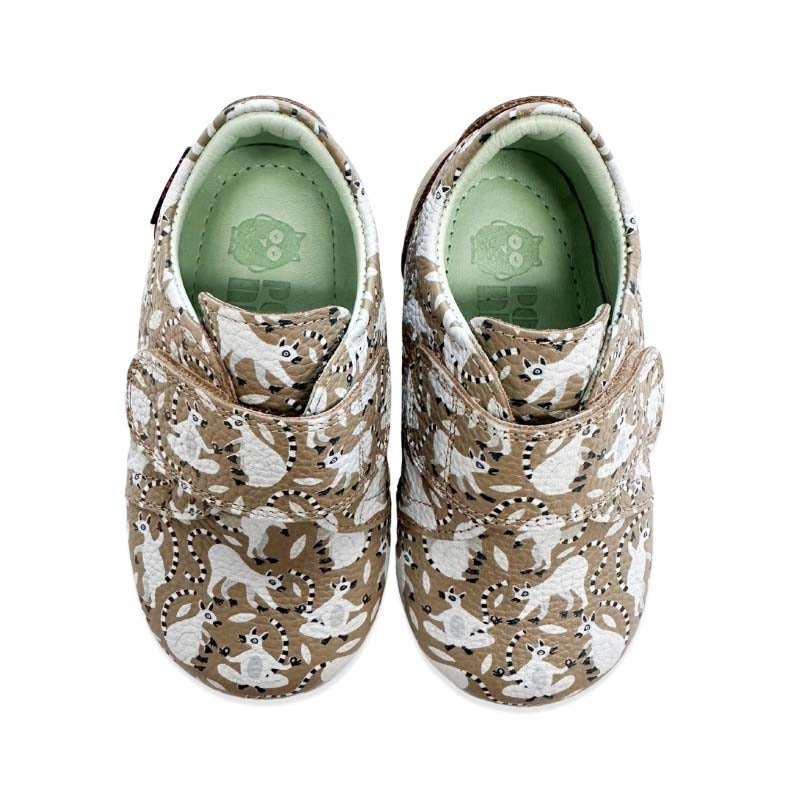 Pair of Poco Nido Kids Strap Shoes - Lemur Taupe, top view.