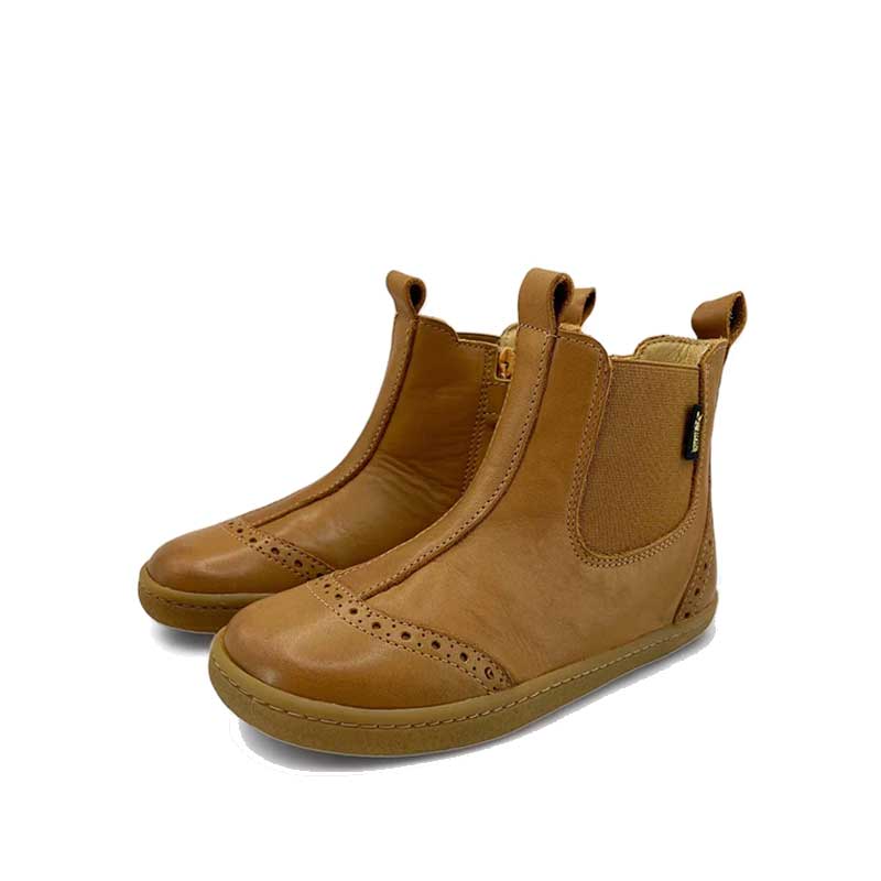 Pair of Young Soles Kids Chelsea Boots Logan - Cognac, angled view showing outer side and front