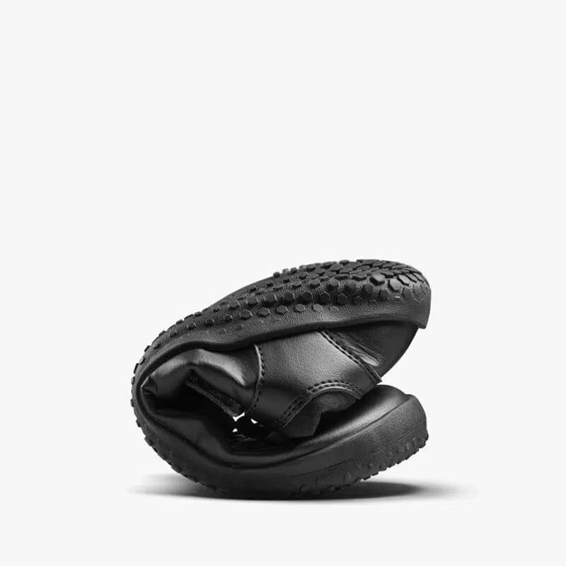 Vivobarefoot Kids Vegan School Shoe Ludo - Obsidian, curled up.